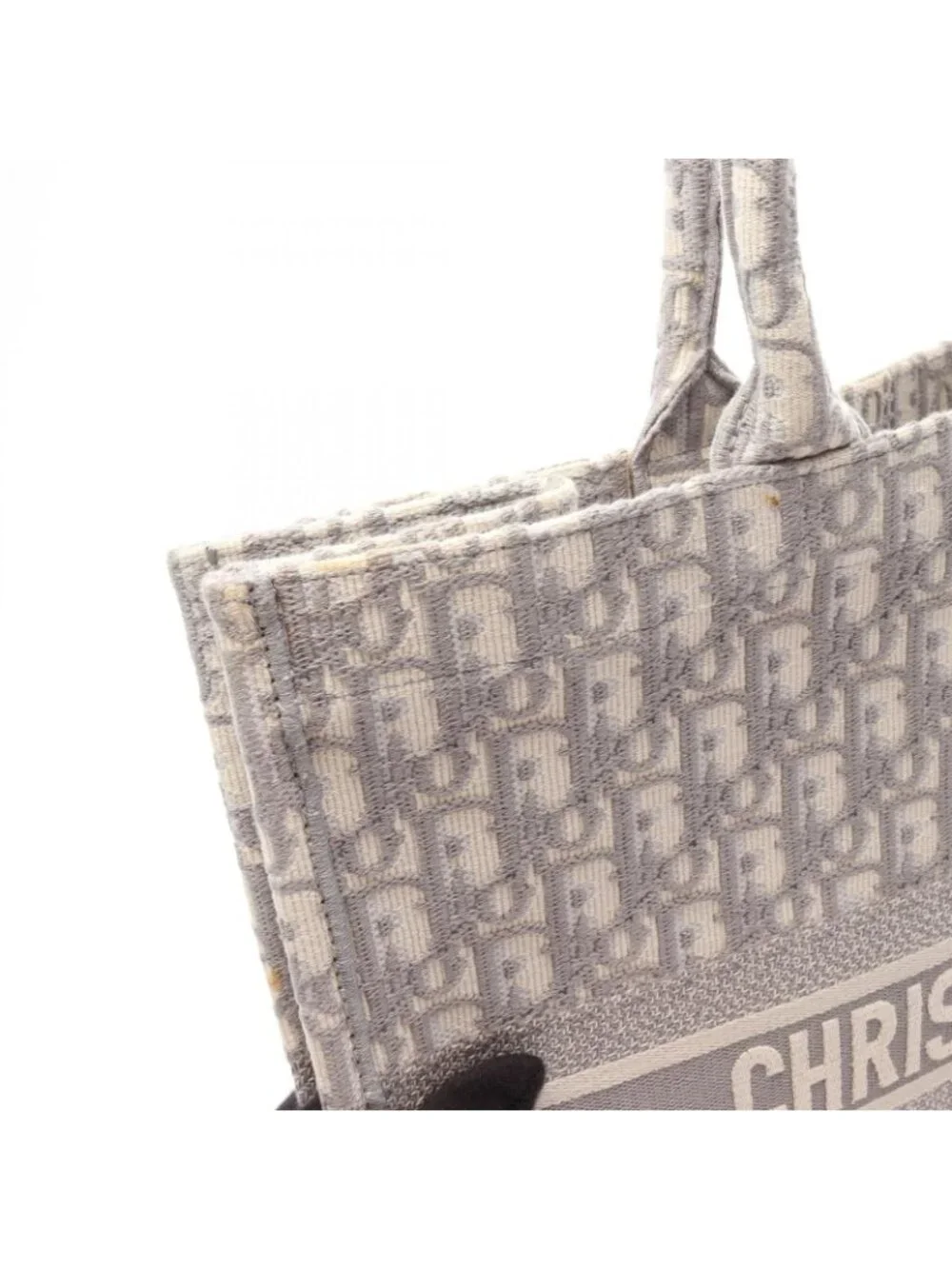 Dior Tote Bag Book Large Oblique Gray White
